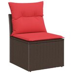 vidaXL Ensemble de canapé de jardin 11 Pièces Marron et rouge polyrotin