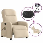 vidaXL Fauteuil inclinable de massage électrique crème tissu