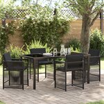vidaXL Ensemble de Salle à Manger de Jardin de 5 Pièces avec Coussins Noir Rattan PE