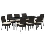 vidaXL Ensemble de salle à manger pour jardin 9 Pièces Noir