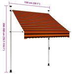 vidaXL Auvent manuel rétractable 150 cm Orange et marron