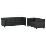 vidaXL Canapé Chesterfield à 2 places et à 3 places noir