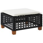 vidaXL Tabouret de jardin et coussin noir 63 5x56x32 cm résine tressée