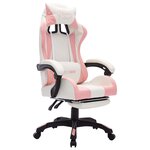 Chaise fauteuil siège pivotante de bureau informatique étude de jeux vidéo avec LED RVB Rose et similicuir rose 02_0024211