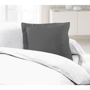 2 Taies d'Oreillers 100  coton 63 x 63 cm - Gris foncé