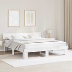 vidaXL Cadre de lit avec tête de lit Blanc 200 x 200 cm Pin massif