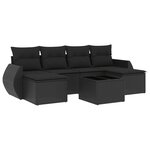 vidaXL Salon de jardin 7 Pièces avec coussins noir résine tressée