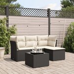 vidaXL Salon de jardin 5 Pièces avec coussins noir résine tressée
