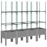 vidaXL Jardinière avec treillis gris clair 160x40x142 5 cm PP