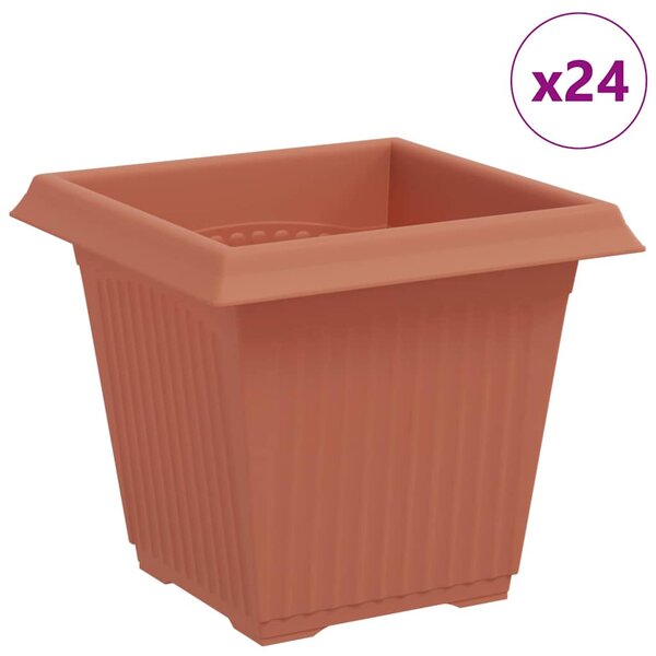vidaXL Pot de Fleurs Carré 24 Pièces Rouge brique 16 x 16 x 14 cm