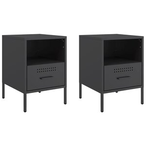 vidaXL Tables de chevet 2 Pièces noir 36x39x50 5 cm acier laminé à froid