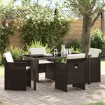 vidaXL Ensemble de salle à manger de jardin 5 pièces avec coussins marron rattan synthétique