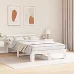 vidaXL Cadre de lit en pin blanc Blanc Bois massif 140 x 190 cm Durable