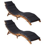 vidaXL Chaises longues et coussins 2 Pièces Gris foncé Bois massif acacia