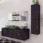 vidaXL Mobilier de salle de bain avec lavabo 9 Pièces Noir
