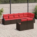 vidaXL Ensemble de canapé de jardin 8 Pièces Marron et rouge polyrotin