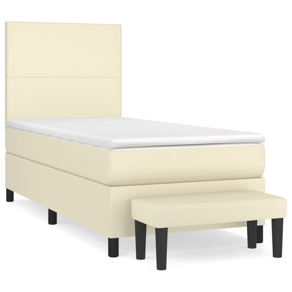 vidaXL Sommier à lattes de lit avec matelas Crème 100x200cm Similicuir