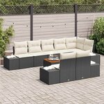 vidaXL Ensemble de canapé de jardin 9 Pièces Noir et blanc
