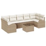 vidaXL Ensemble de canapé de jardin 8 pièces avec coussins Beige Poly Rotin