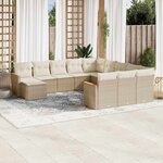 vidaXL Salon de jardin avec coussins 12 Pièces beige résine tressée