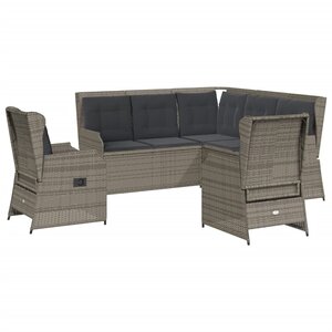 vidaXL Salon de jardin 5 Pièces avec coussins Gris Résine tressée
