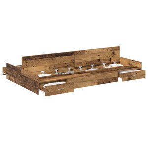 vidaXL Cadre de lit avec rangement Bois Ancien 120 x 200 cm