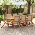 vidaXL Ensemble à manger de jardin 9Pièces bois d'acacia solide textilène