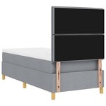 vidaXL Lit à ressort avec matelas et lumière LED gris clair 100x200 cm en tissu