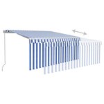 vidaXL Auvent manuel rétractable et store et LED 3x2 5 m Bleu et blanc