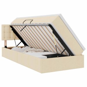 vidaXL Lit avec rangement et LED avec matelas Crème 100 x 200 cm tissu