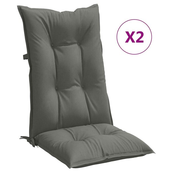 vidaXL Coussins de chaise à dossier haut lot de 2 gris foncé mélangé