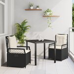 vidaXL Ensemble de salle à manger de jardin 3 pièces Noir Poly Rattan