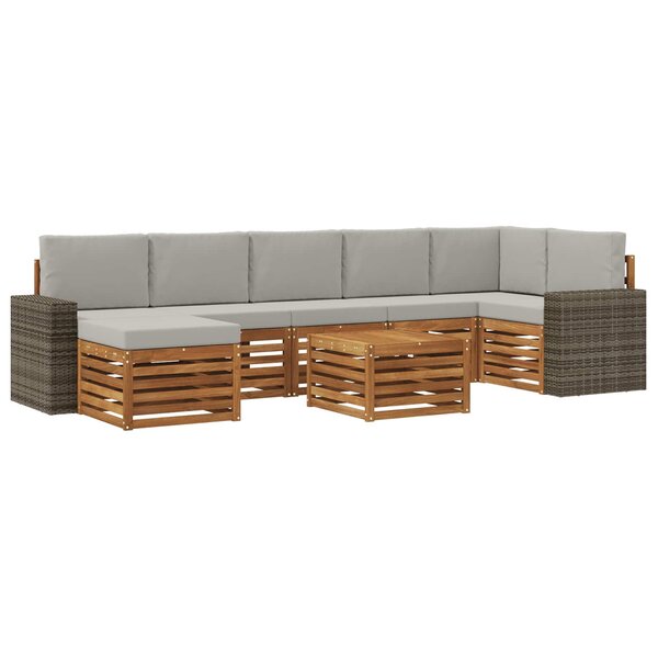 vidaXL Ensemble de canapés d'extérieur 8 pc Naturel et gris clair