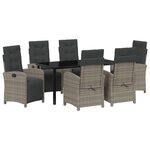 vidaXL Ensemble de salle à manger de jardin 7 pièces avec coussins gris en poly rotin