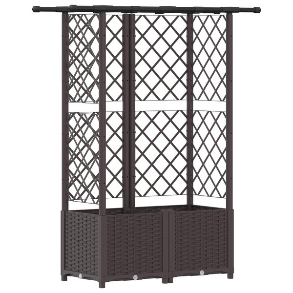 vidaXL Lit Élevé avec Treillis et Toit Marron 124 x 40 x 136 cm PP
