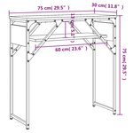 vidaXL Table console avec étagère chêne fumé 75x30x75 cm