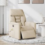 vidaXL Fauteuil inclinable de massage électrique crème tissu