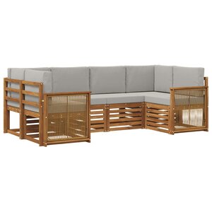 vidaXL Ensemble de canapés d'extérieur 5 pc Naturel et gris clair