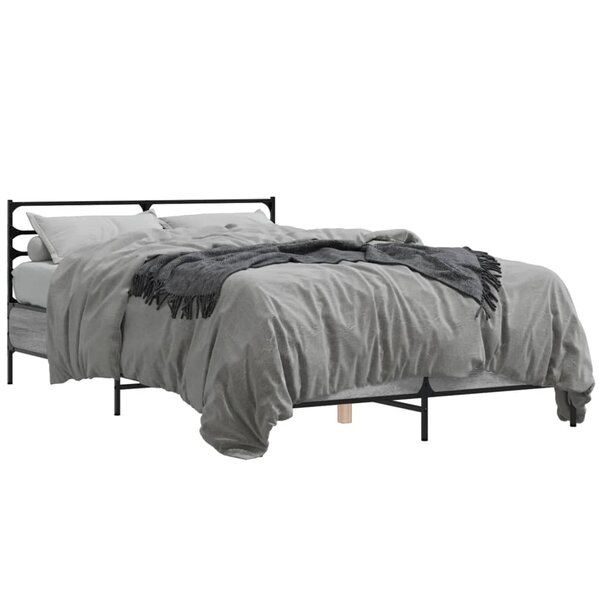 vidaXL Cadre de lit sonoma gris 140x190 cm bois d'ingénierie et métal