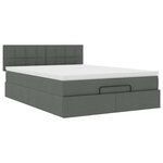 vidaXL Lit ottoman avec matelas et LED gris foncé 140x190 cm tissu