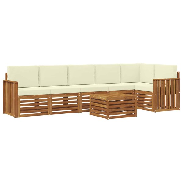 vidaXL Ensemble de canapés d'extérieur 7 pc Naturel et Crème Polyester