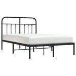 vidaXL Cadre de lit métal avec tête de lit noir 120x190 cm