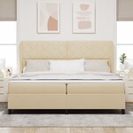 vidaXL Lit box spring avec matelas - Crème - 200 x 200 cm  tissu