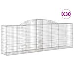 vidaXL Paniers à gabions arqués 30 Pièces 300x50x100/120 cm fer galvanisé