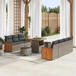 vidaXL Ensemble de canapé de jardin avec coussin 10 Pièces Gris