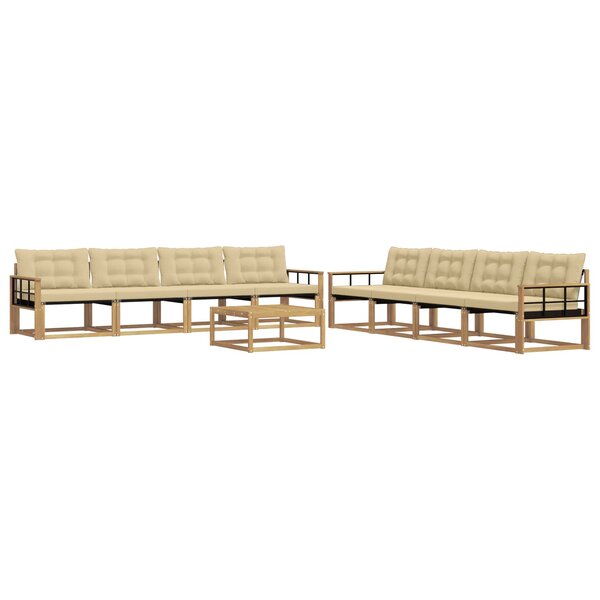 vidaXL Ensemble de canapés d'extérieur 9 pc Blanc et Beige