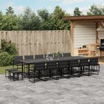 vidaXL Ensemble à manger de jardin avec coussins 17 Pièces noir textilène