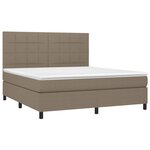 vidaXL Sommier à lattes de lit et matelas et LED Taupe 180x200cm Tissu