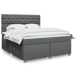 vidaXL Sommier à lattes de lit avec matelas Gris foncé 180x200cm Tissu