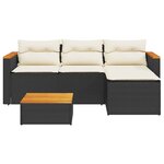 vidaXL Salon de jardin 3 Pièces avec coussins noir résine tressée
